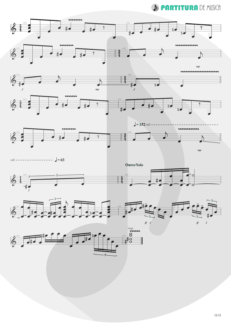 Partitura de musica de Guitarra Elétrica - Erotomania | Dream Theater | Awake 1994 - pag 11