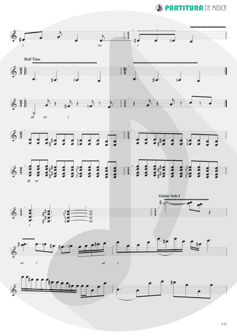Partitura de musica de Guitarra Elétrica - Erotomania | Dream Theater | Awake 1994 - pag 3