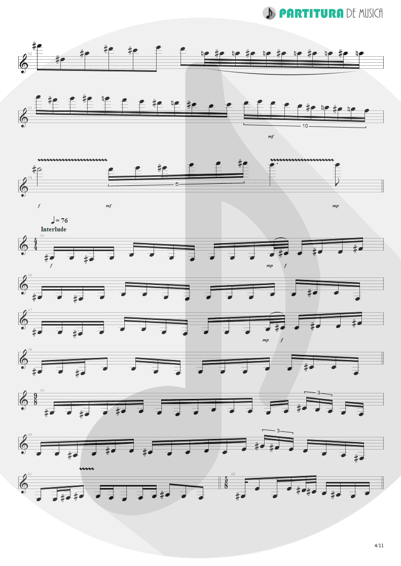 Partitura de musica de Guitarra Elétrica - Erotomania | Dream Theater | Awake 1994 - pag 4