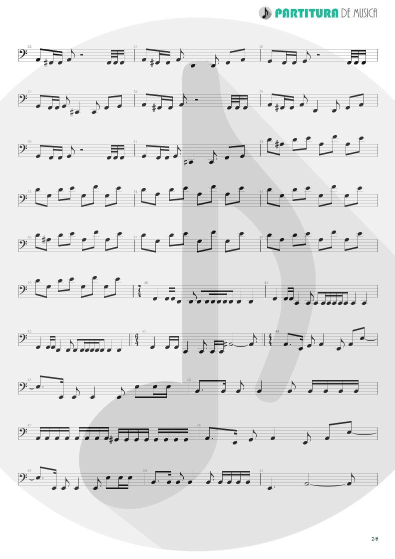Partitura de musica de Baixo Elétrico - Innocence Faded | Dream Theater | Awake 1994 - pag 2