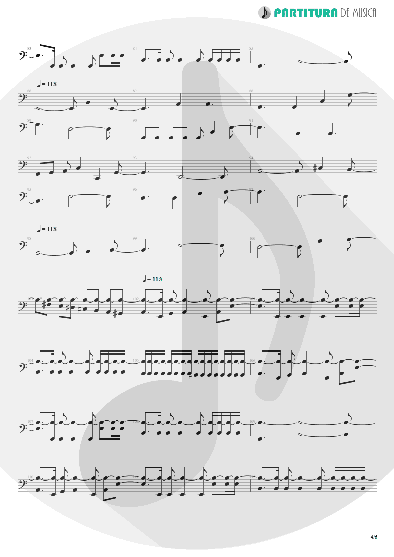 Partitura de musica de Baixo Elétrico - Innocence Faded | Dream Theater | Awake 1994 - pag 4