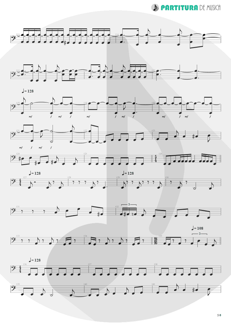 Partitura de musica de Baixo Elétrico - Innocence Faded | Dream Theater | Awake 1994 - pag 5