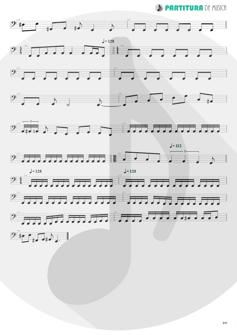 Partitura de musica de Baixo Elétrico - Innocence Faded | Dream Theater | Awake 1994 - pag 6