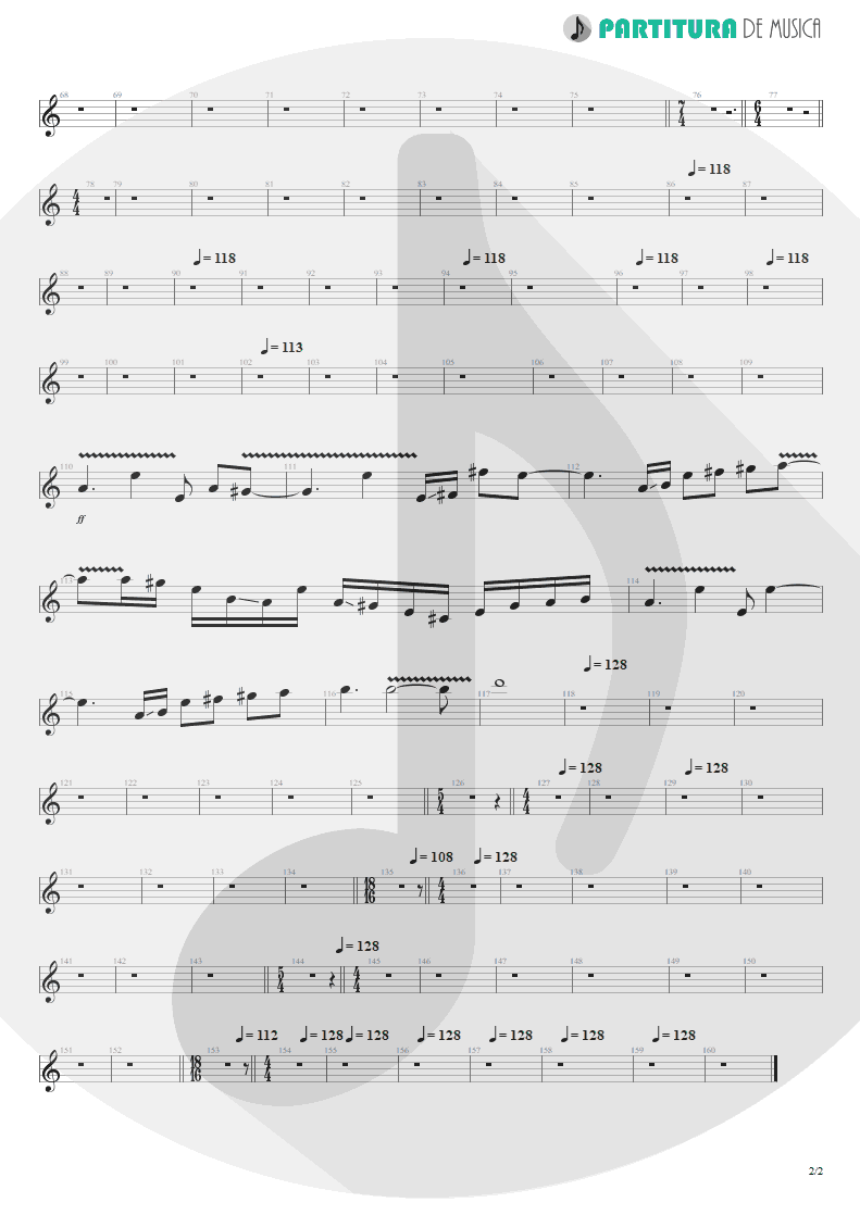 Partitura de musica de Guitarra Elétrica - Innocence Faded | Dream Theater | Awake 1994 - pag 2