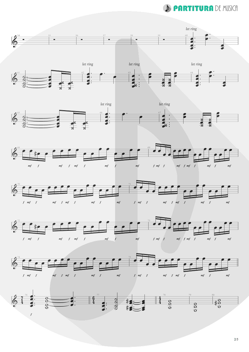 Partitura de musica de Guitarra Elétrica - Innocence Faded | Dream Theater | Awake 1994 - pag 2
