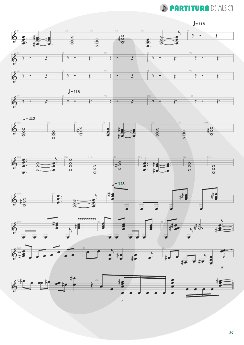 Partitura de musica de Guitarra Elétrica - Innocence Faded | Dream Theater | Awake 1994 - pag 3