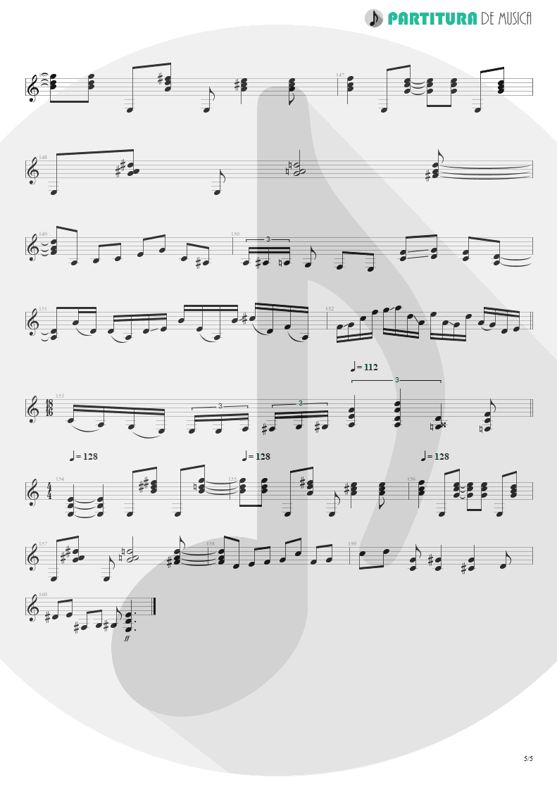 Partitura de musica de Guitarra Elétrica - Innocence Faded | Dream Theater | Awake 1994 - pag 5