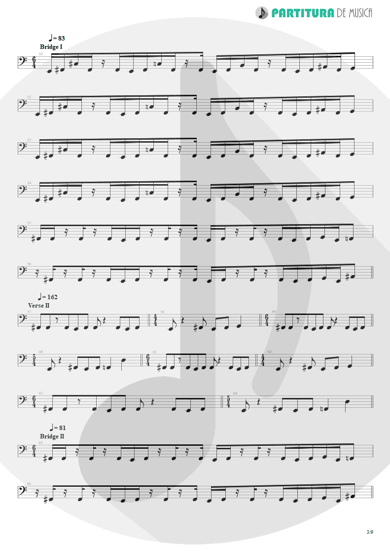 Partitura de musica de Baixo Elétrico - Scarred | Dream Theater | Awake 1994 - pag 3