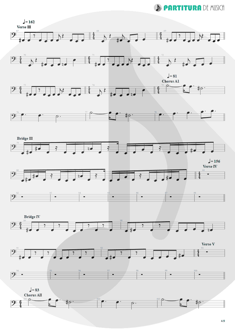 Partitura de musica de Baixo Elétrico - Scarred | Dream Theater | Awake 1994 - pag 4