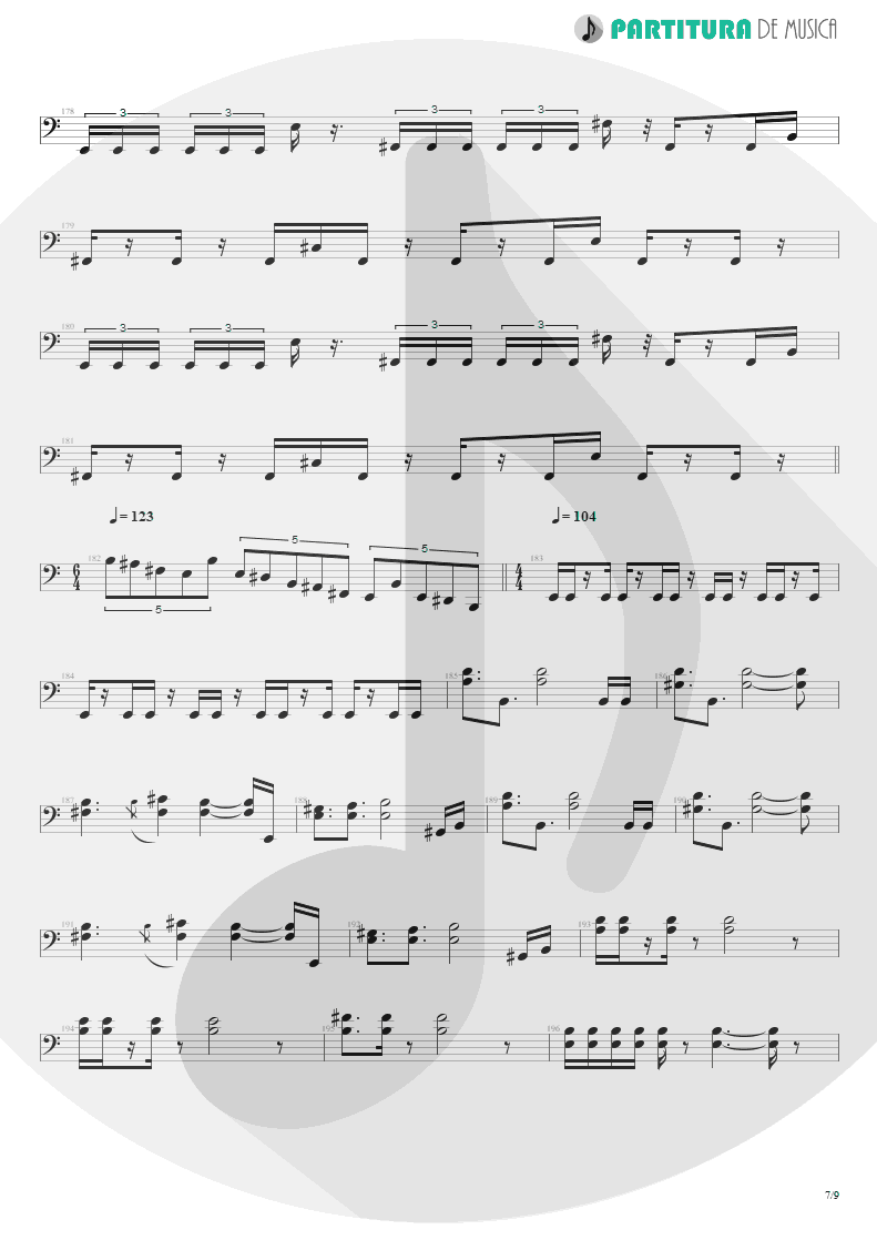 Partitura de musica de Baixo Elétrico - Scarred | Dream Theater | Awake 1994 - pag 7