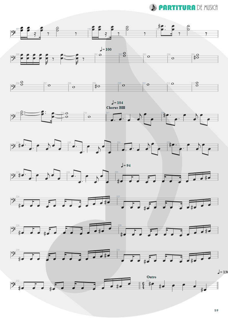 Partitura de musica de Baixo Elétrico - Scarred | Dream Theater | Awake 1994 - pag 8