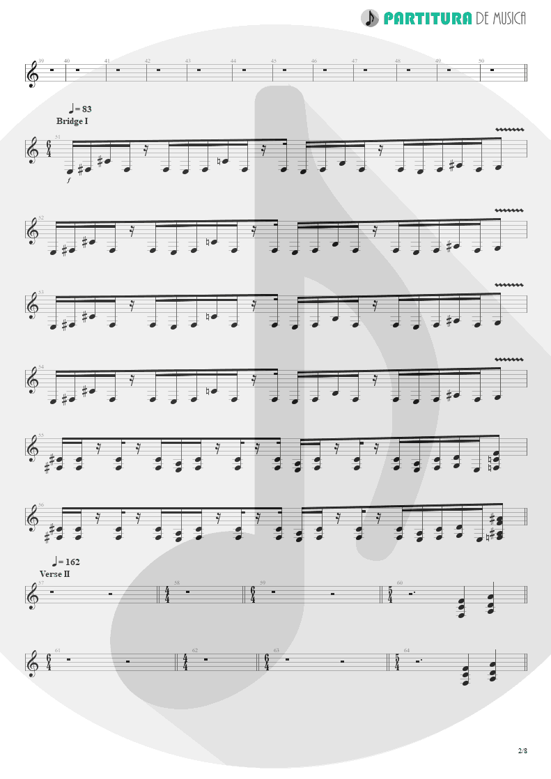 Partitura de musica de Guitarra Elétrica - Scarred | Dream Theater | Awake 1994 - pag 2
