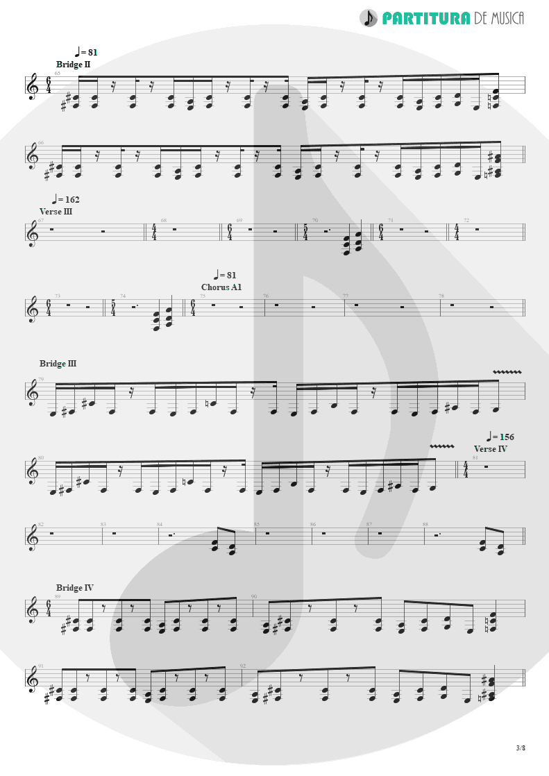Partitura de musica de Guitarra Elétrica - Scarred | Dream Theater | Awake 1994 - pag 3