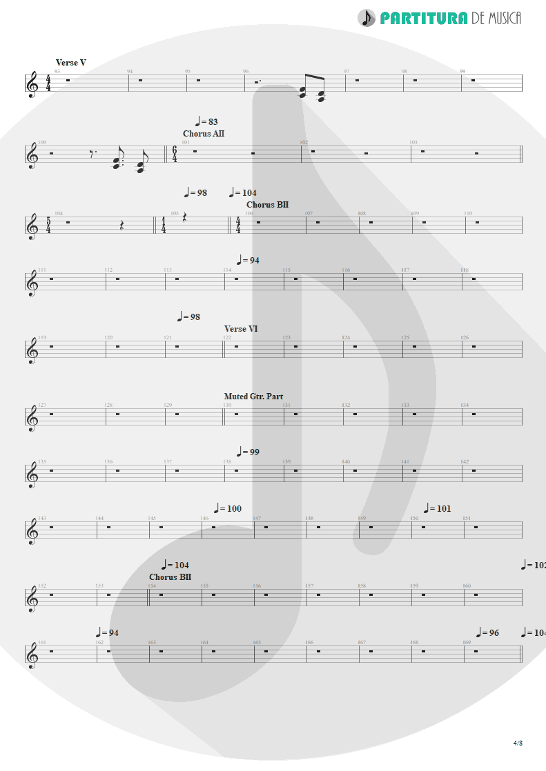 Partitura de musica de Guitarra Elétrica - Scarred | Dream Theater | Awake 1994 - pag 4