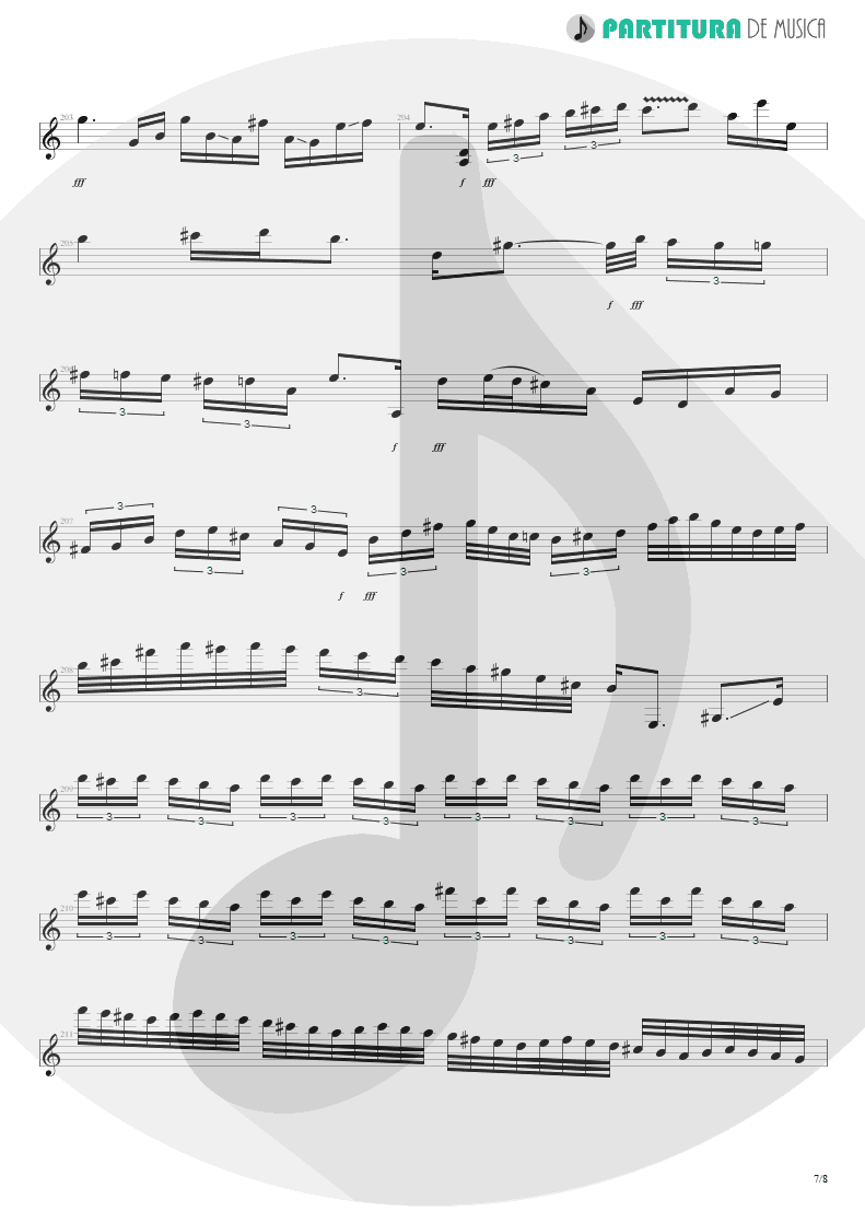 Partitura de musica de Guitarra Elétrica - Scarred | Dream Theater | Awake 1994 - pag 7