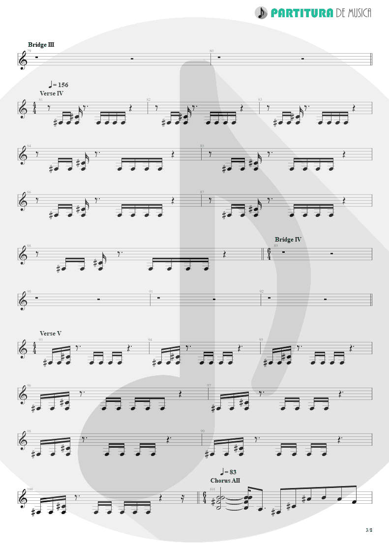 Partitura de musica de Guitarra Elétrica - Scarred | Dream Theater | Awake 1994 - pag 3