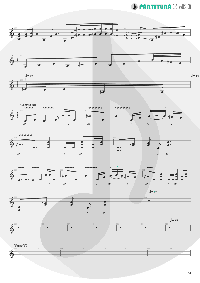 Partitura de musica de Guitarra Elétrica - Scarred | Dream Theater | Awake 1994 - pag 4