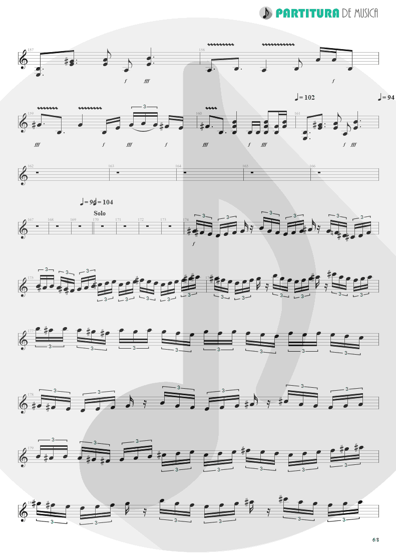Partitura de musica de Guitarra Elétrica - Scarred | Dream Theater | Awake 1994 - pag 6