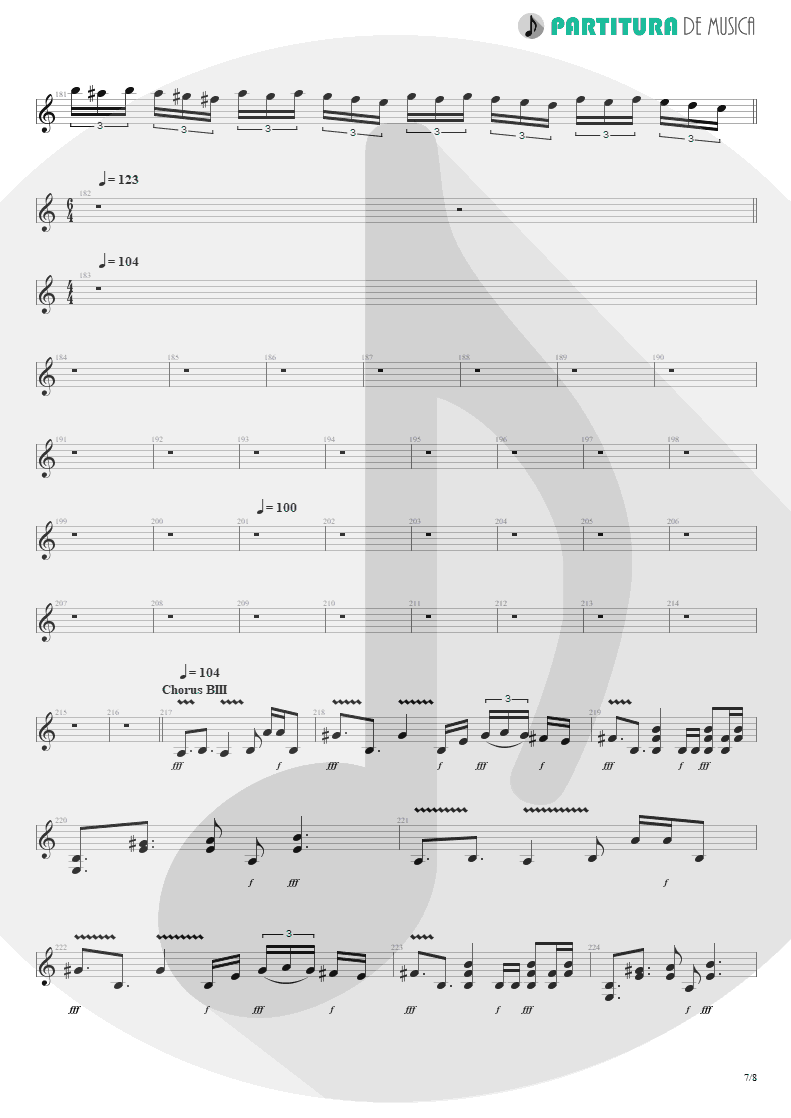 Partitura de musica de Guitarra Elétrica - Scarred | Dream Theater | Awake 1994 - pag 7