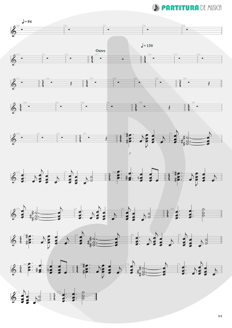 Partitura de musica de Guitarra Elétrica - Scarred | Dream Theater | Awake 1994 - pag 8