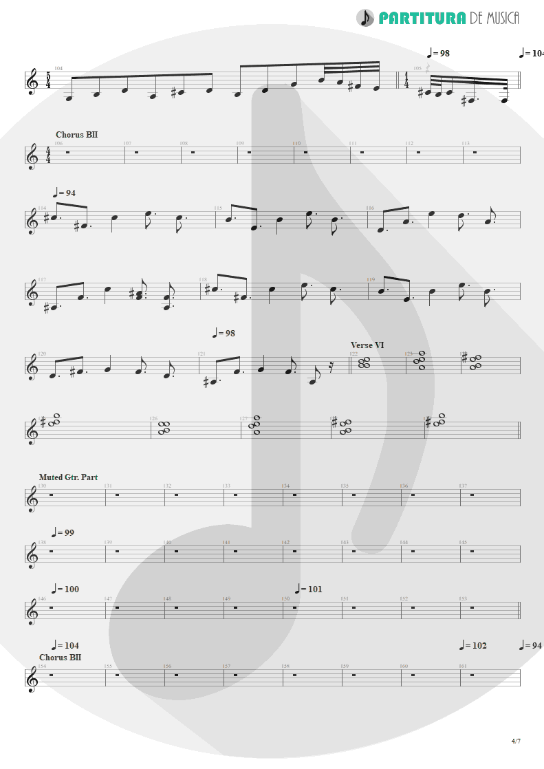 Partitura de musica de Guitarra Elétrica - Scarred | Dream Theater | Awake 1994 - pag 4