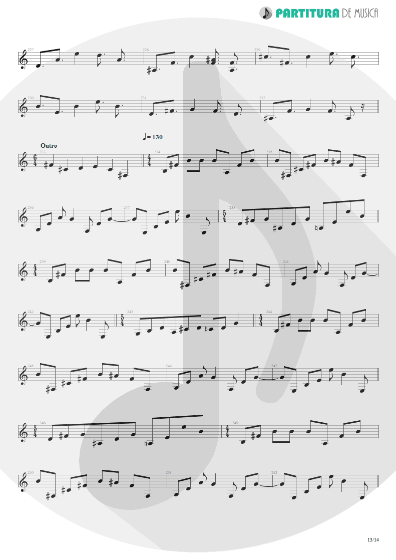 Partitura de musica de Guitarra Elétrica - Scarred | Dream Theater | Awake 1994 - pag 13