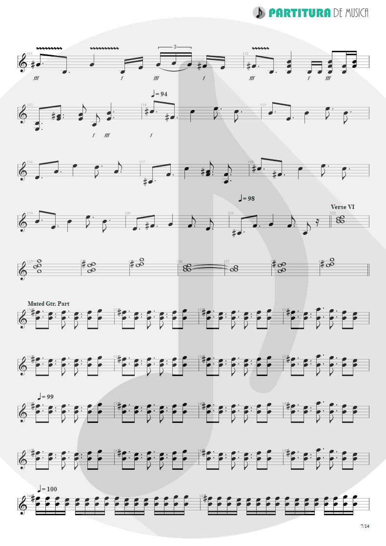 Partitura de musica de Guitarra Elétrica - Scarred | Dream Theater | Awake 1994 - pag 7