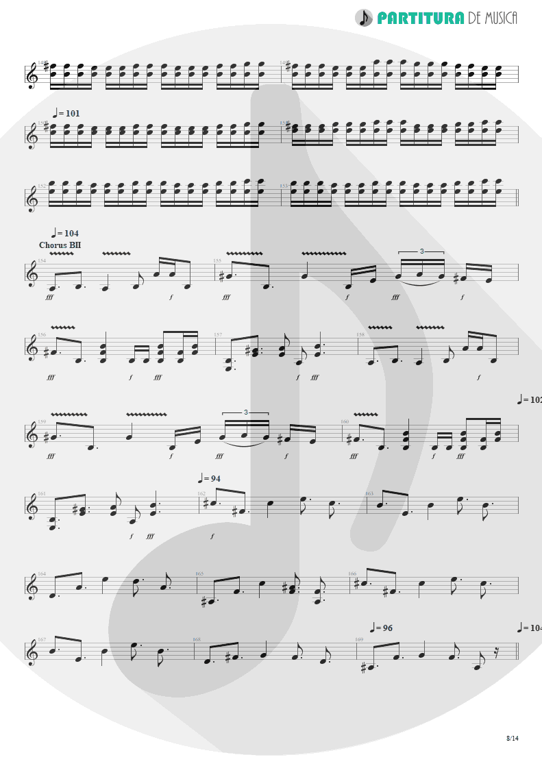Partitura de musica de Guitarra Elétrica - Scarred | Dream Theater | Awake 1994 - pag 8