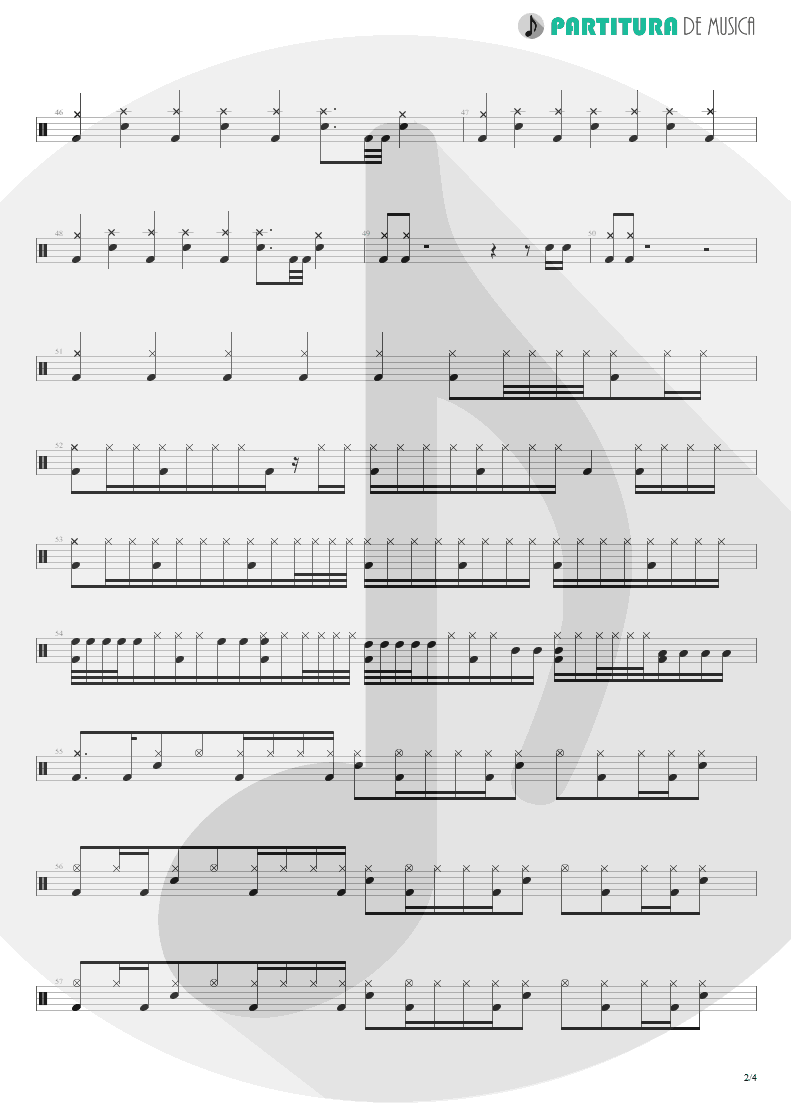 Partitura de musica de Bateria - ACOS: I - The Crimson Sunrise | Dream Theater | A Change of Seasons 1995 - pag 2