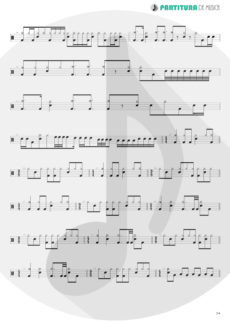 Partitura de musica de Bateria - ACOS: I - The Crimson Sunrise | Dream Theater | A Change of Seasons 1995 - pag 3