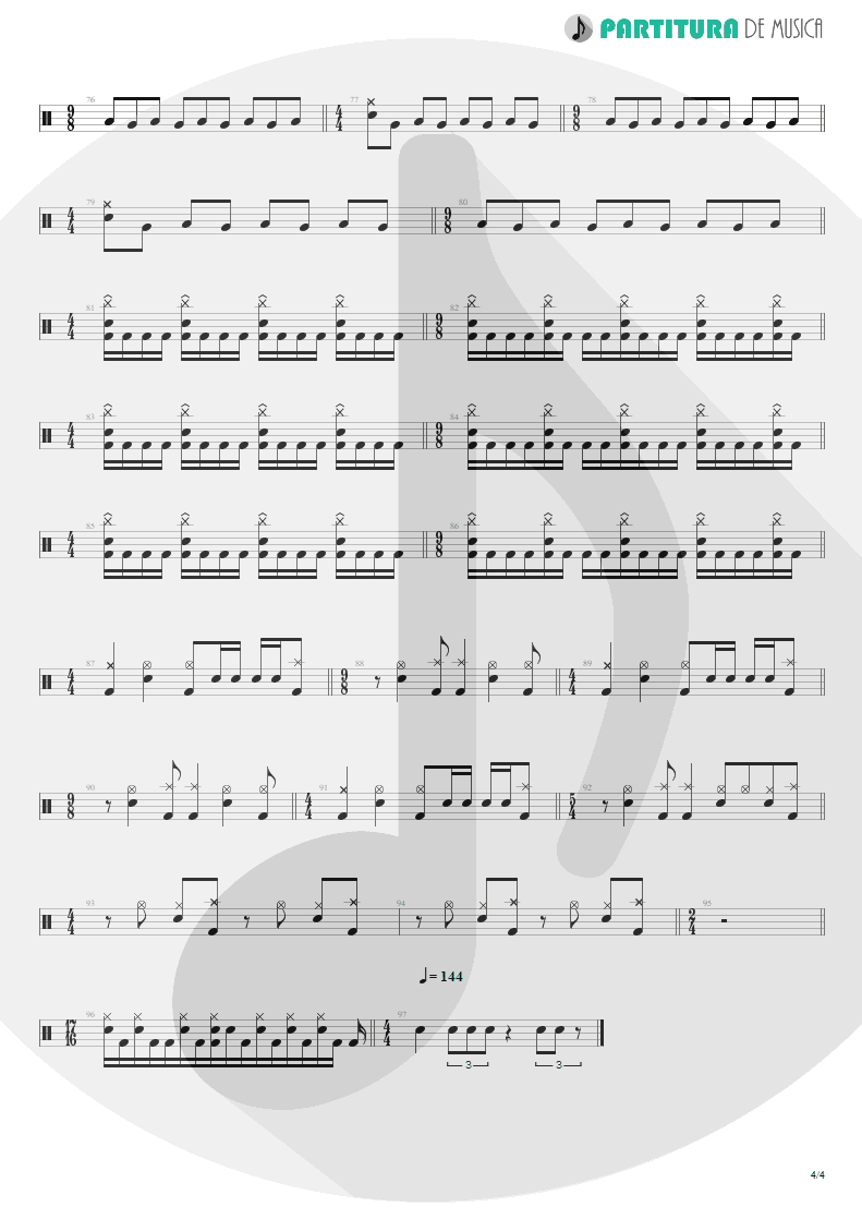 Partitura de musica de Bateria - ACOS: I - The Crimson Sunrise | Dream Theater | A Change of Seasons 1995 - pag 4