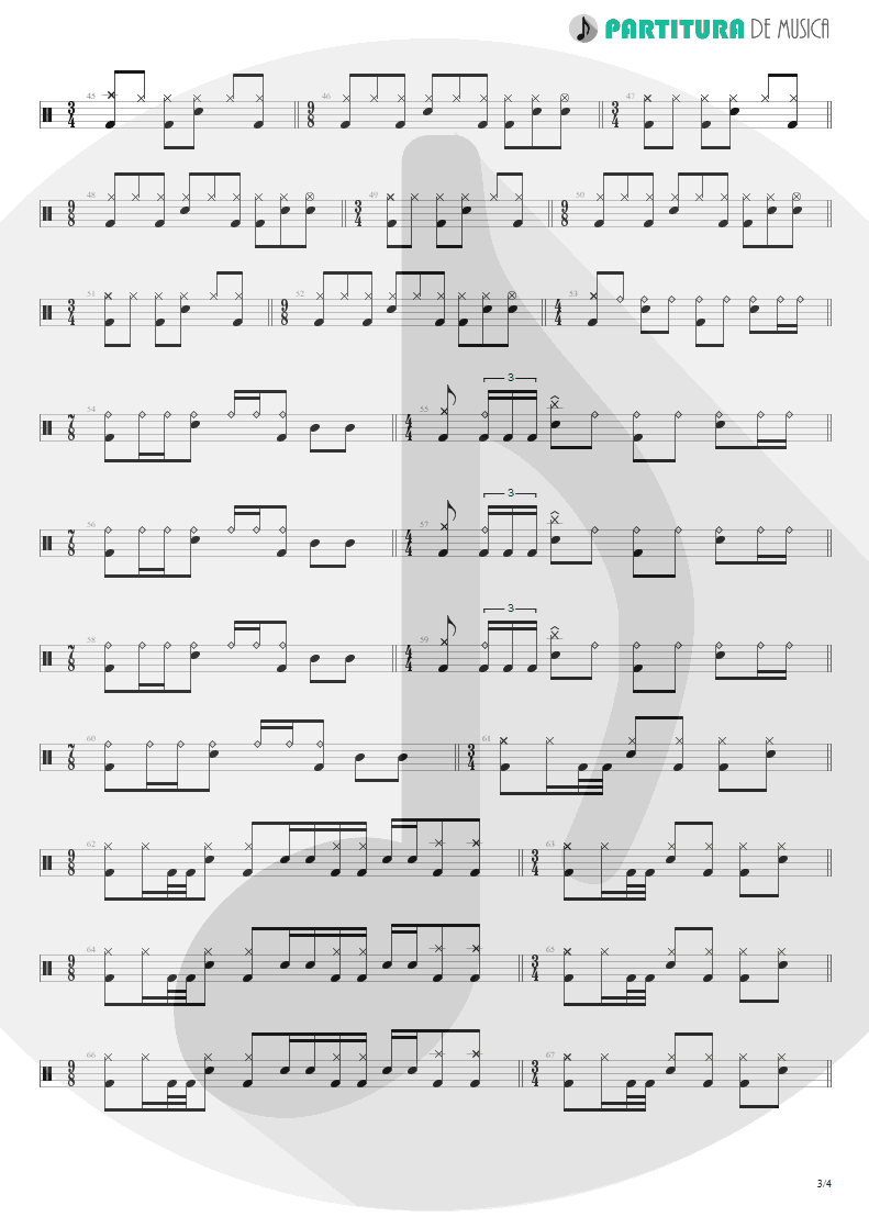 Partitura de musica de Bateria - ACOS: II - Innocence | Dream Theater | A Change of Seasons 1995 - pag 3