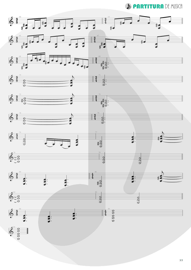 Partitura de musica de Guitarra Elétrica - ACOS: II - Innocence | Dream Theater | A Change of Seasons 1995 - pag 3