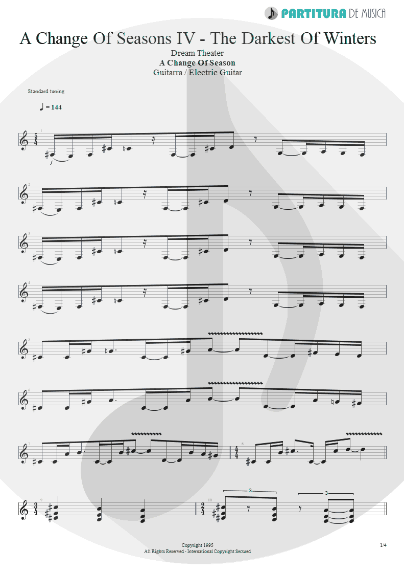 Partitura de musica de Guitarra Elétrica - ACOS: IV - The Darkest of Winters | Dream Theater | A Change of Seasons 1995 - pag 1