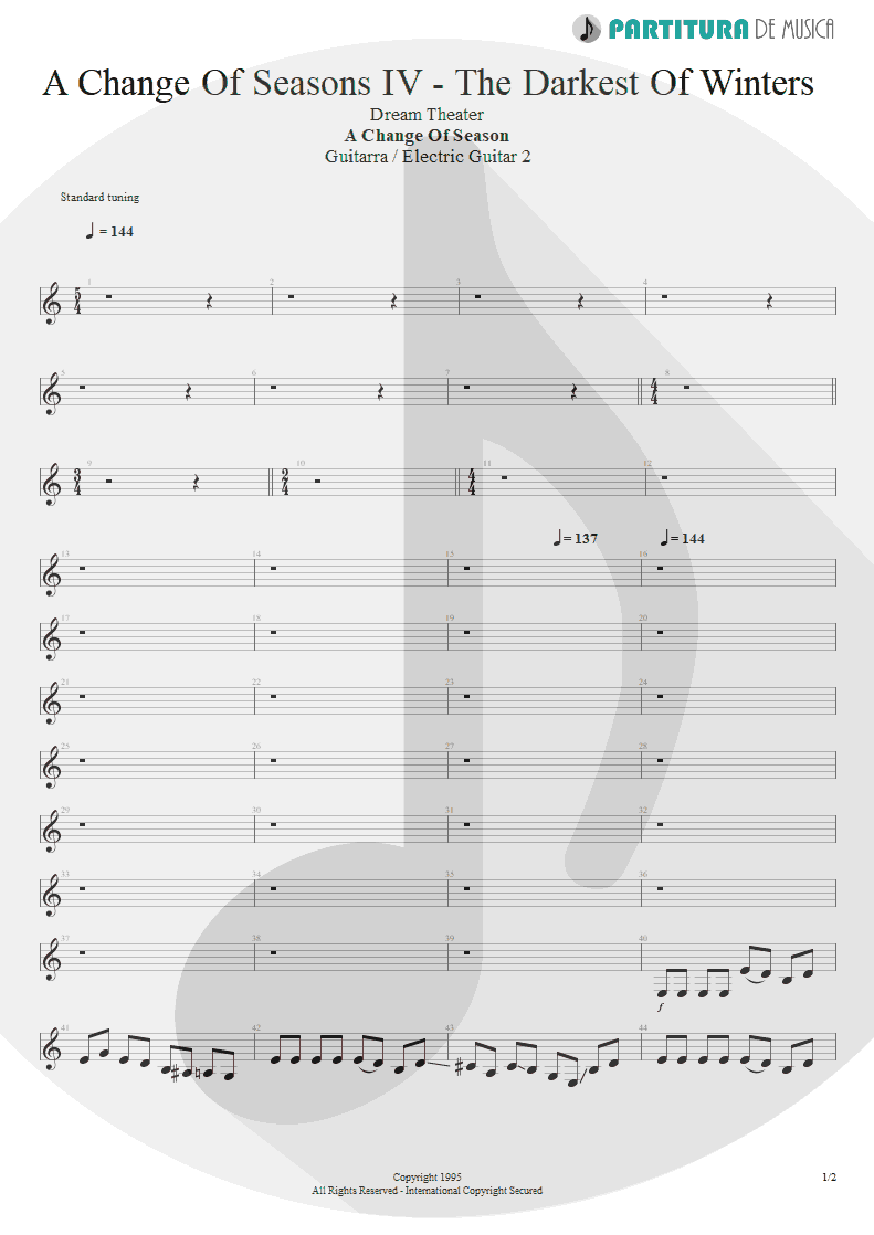 Partitura de musica de Guitarra Elétrica - ACOS: IV - The Darkest of Winters | Dream Theater | A Change of Seasons 1995 - pag 1
