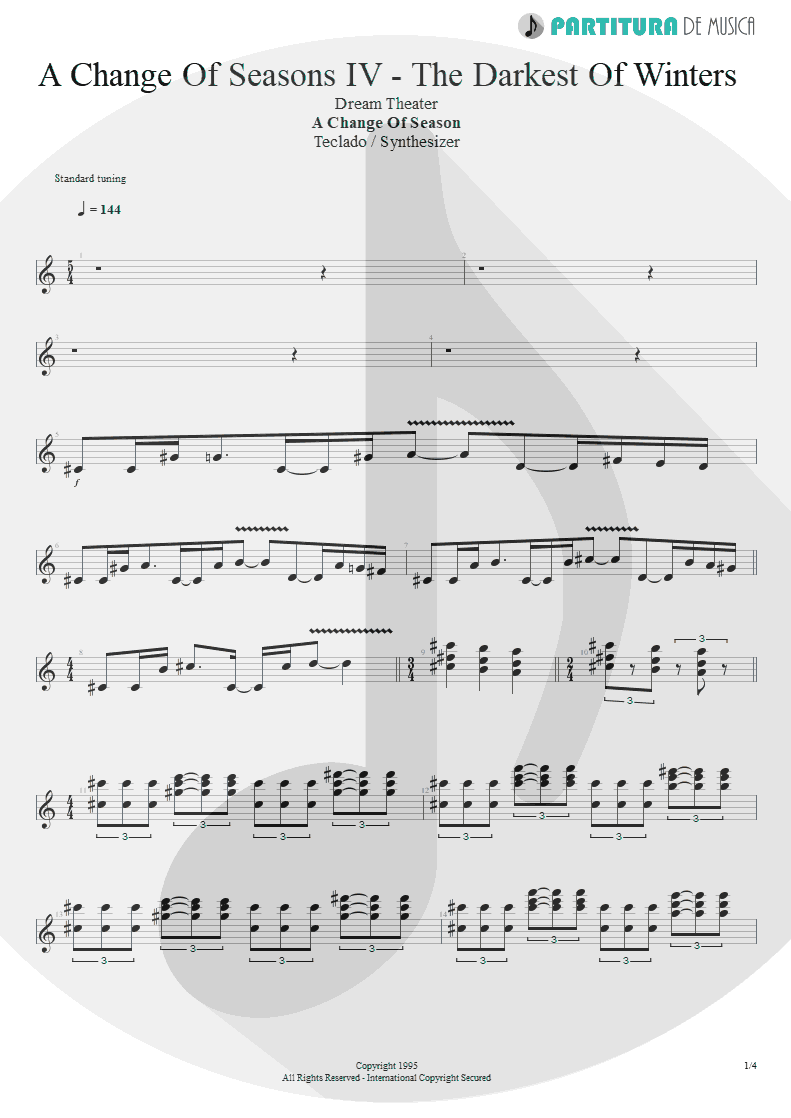 Partitura de musica de Teclado - ACOS: IV - The Darkest of Winters | Dream Theater | A Change of Seasons 1995 - pag 1