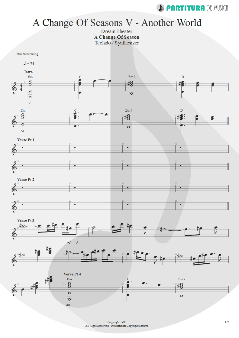 Partitura de musica de Teclado - ACOS: V - Another World | Dream Theater | A Change of Seasons 1995 - pag 1