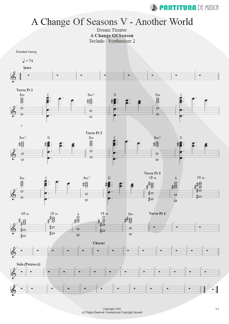 Partitura de musica de Teclado - ACOS: V - Another World | Dream Theater | A Change of Seasons 1995 - pag 1