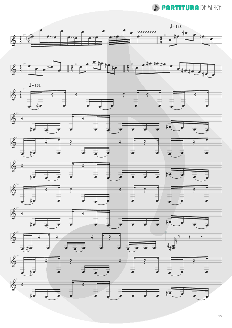 Partitura de musica de Guitarra Elétrica - ACOS: VI - The Inevitable Summer | Dream Theater | A Change of Seasons 1995 - pag 3