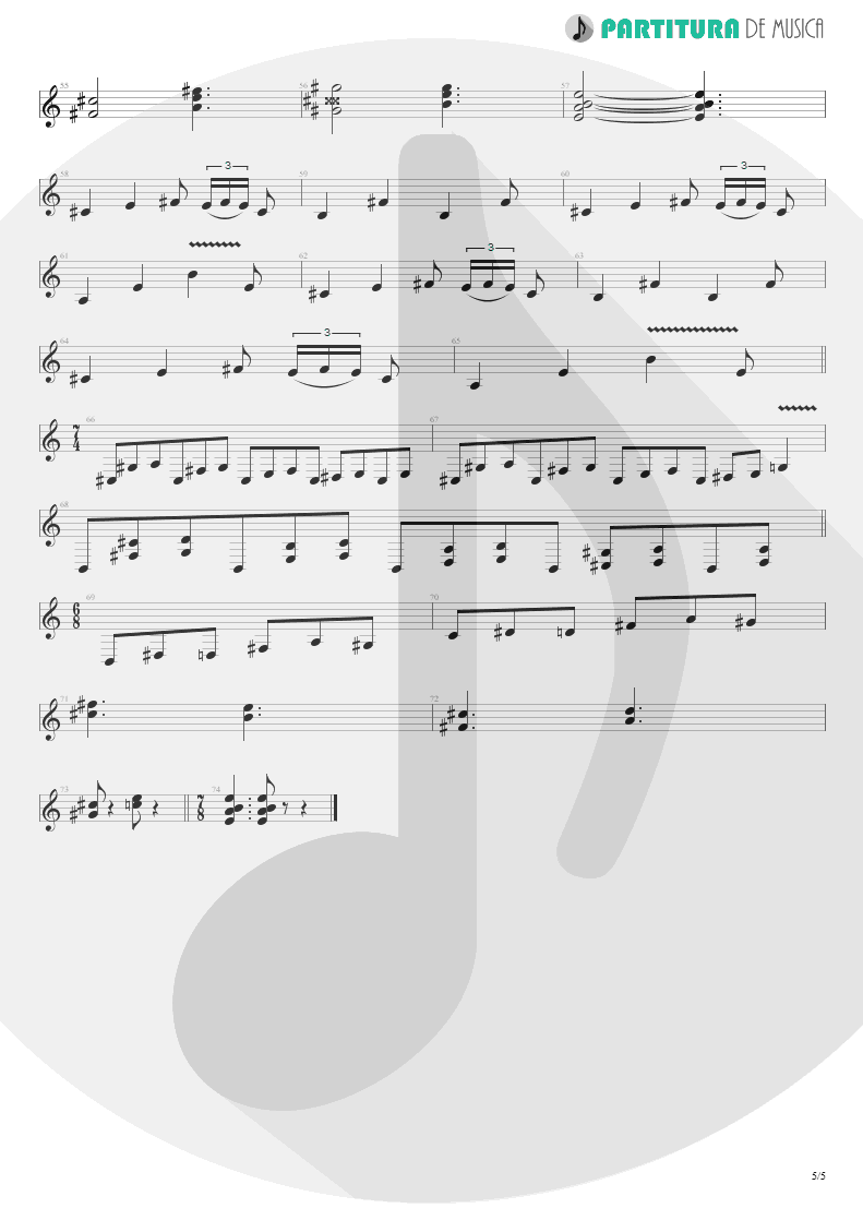 Partitura de musica de Guitarra Elétrica - ACOS: VI - The Inevitable Summer | Dream Theater | A Change of Seasons 1995 - pag 5