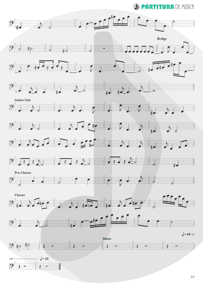 Partitura de musica de Baixo Elétrico - Anna Lee | Dream Theater | Falling into Infinity 1997 - pag 2