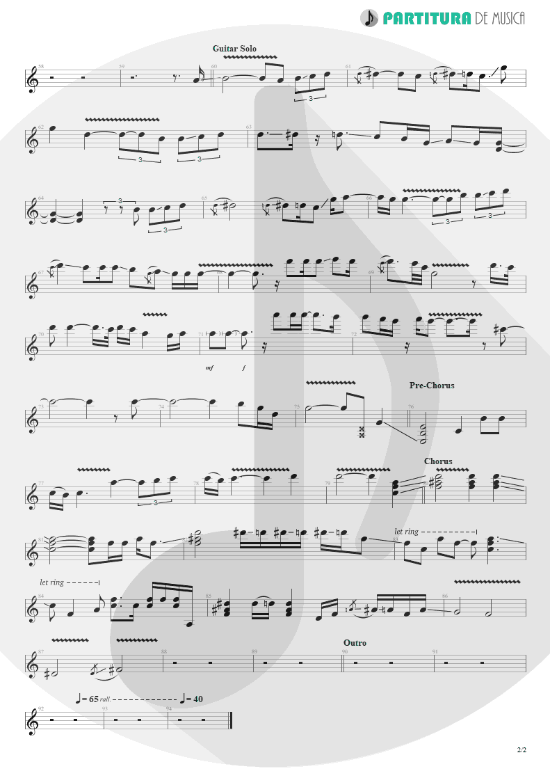 Partitura de musica de Guitarra Elétrica - Anna Lee | Dream Theater | Falling into Infinity 1997 - pag 2