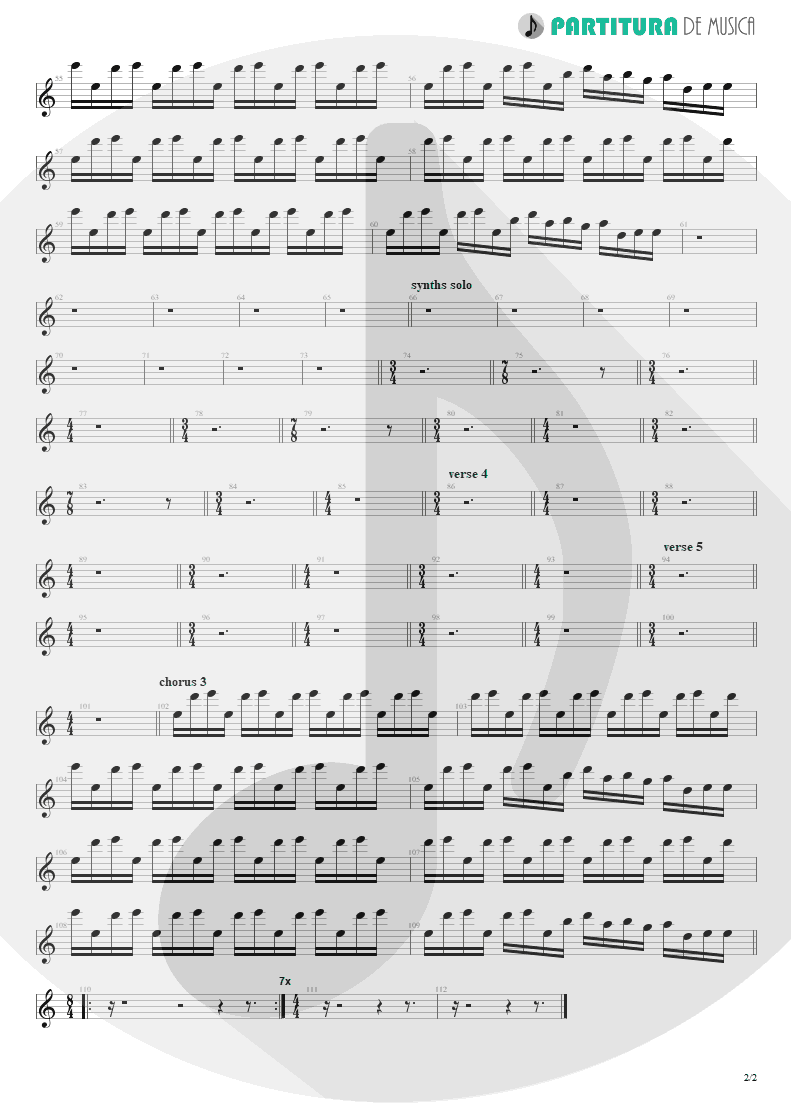 Partitura de musica de Guitarra Elétrica - Burning My Soul | Dream Theater | Falling into Infinity 1997 - pag 2