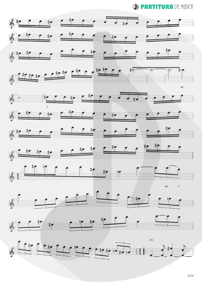 Partitura de musica de Guitarra Elétrica - Beyond This Life | Dream Theater | Metropolis Pt. 2: Scenes from a Memory 1999 - pag 13
