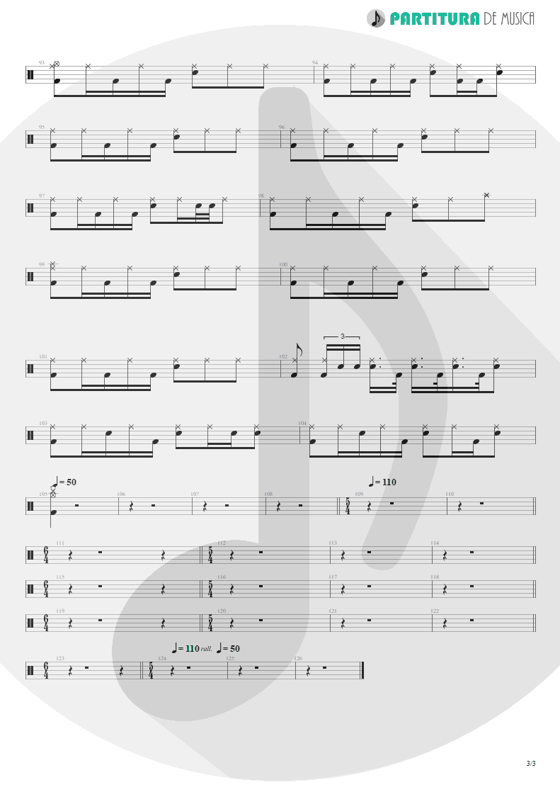 Partitura de musica de Bateria - Disappear | Dream Theater | Six Degrees of Inner Turbulence 2002 - pag 3