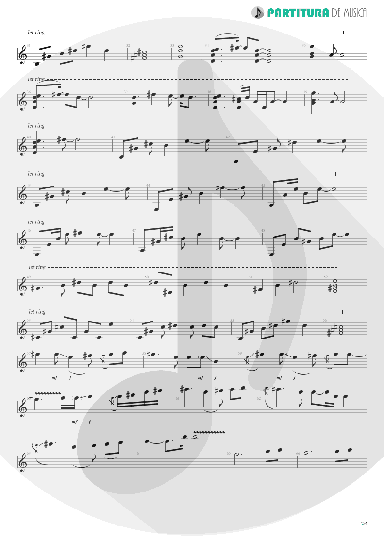 Partitura de musica de Guitarra Elétrica - Goodnight Kiss | Dream Theater | Six Degrees of Inner Turbulence 2002 - pag 2