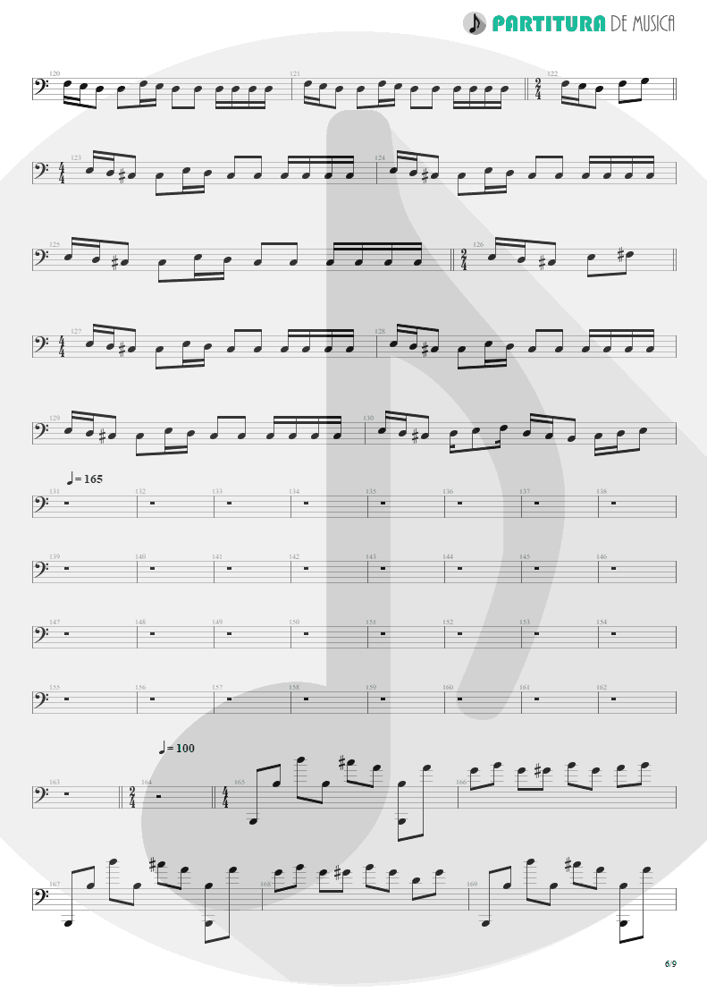 Partitura de musica de Baixo Elétrico - The Glass Prison | Dream Theater | Six Degrees of Inner Turbulence 2002 - pag 6
