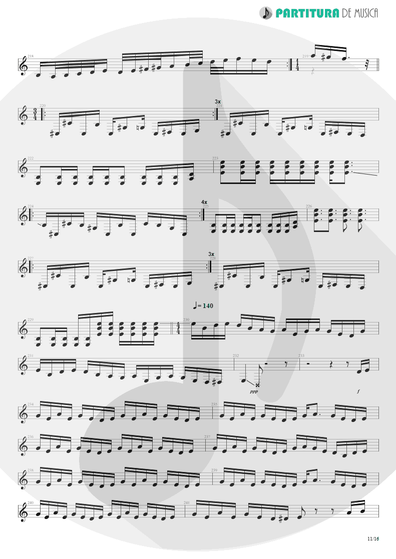Partitura de musica de Guitarra Elétrica - The Glass Prison | Dream Theater | Six Degrees of Inner Turbulence 2002 - pag 11