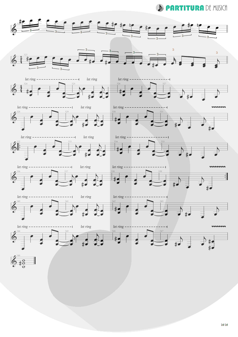 Partitura de musica de Guitarra Elétrica - The Glass Prison | Dream Theater | Six Degrees of Inner Turbulence 2002 - pag 16