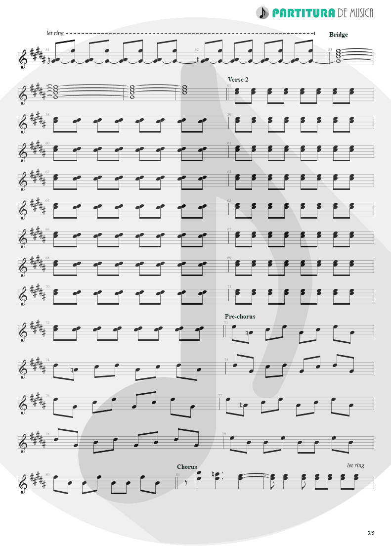 Partitura de musica de Guitarra Elétrica - I Walk Beside You | Dream Theater | Octavarium 2005 - pag 3